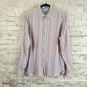 Ted Baker London Mens Size 5 XL Striped Long Sleeve Button Down Shirt Multicolor